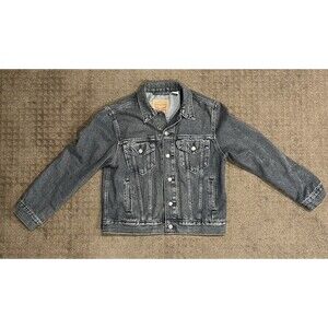 Levi's Womens Trucker Jacket Washed Black Denim Button Up Jean Jacket Size M